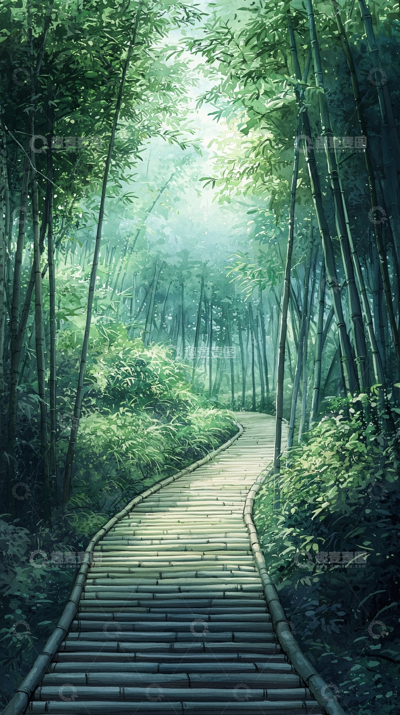 高清大图下载【趣麦麦图】竹林小径