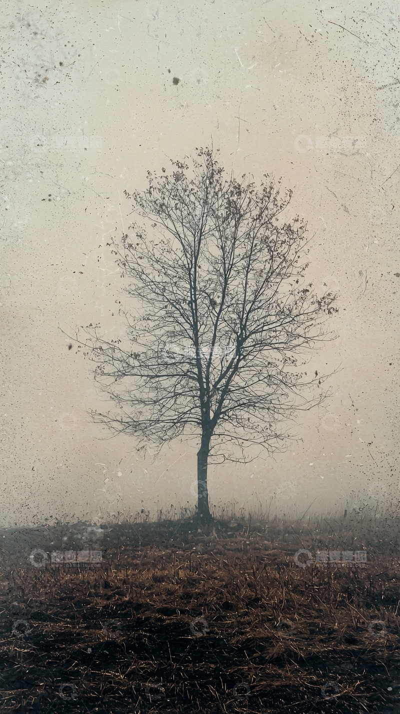高清大图下载【趣麦麦图】荒凉落叶孤树