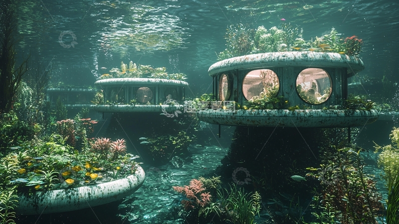 高清大图下载【趣麦麦图】水下城市建筑群