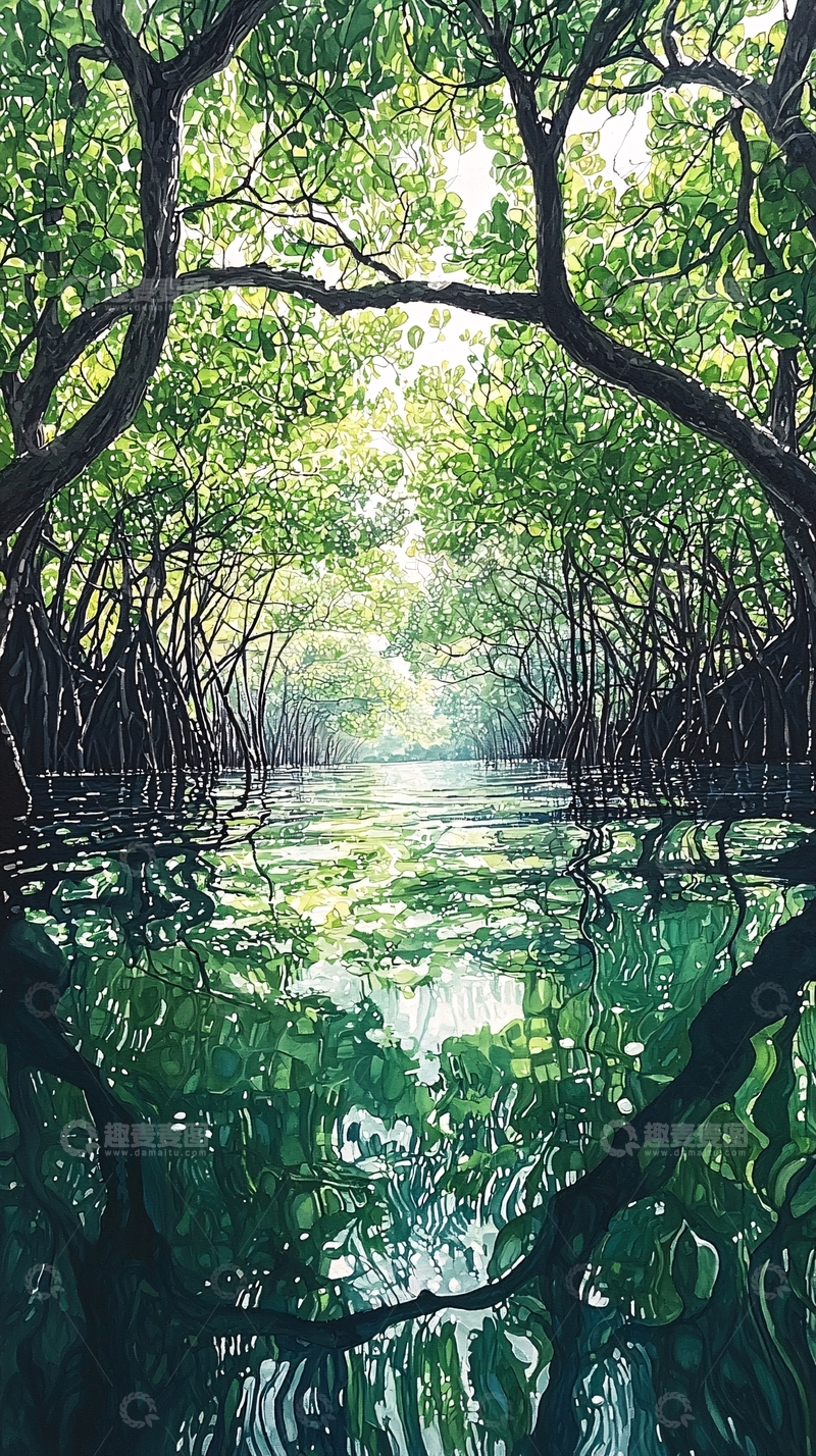 高清大图下载【趣麦麦图】水上森林景观