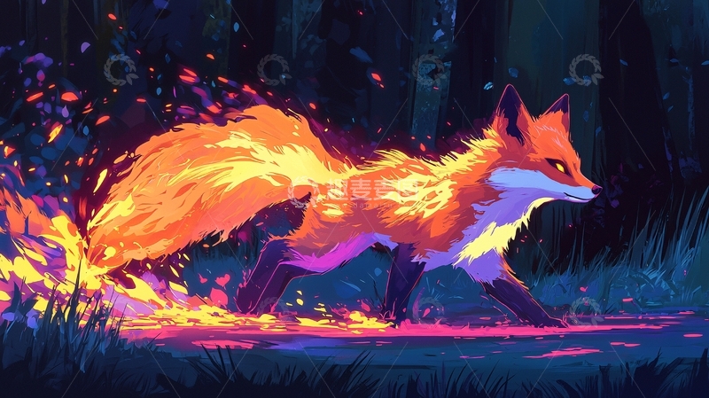 高清大图下载【趣麦麦图】火焰狐狸