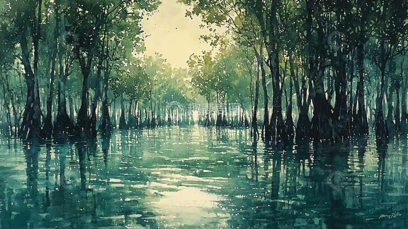 高清大图下载【趣麦麦图】水上森林