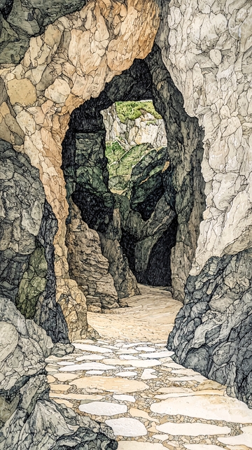 石头小路通往岩洞