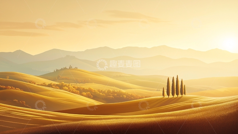 高清大图下载【趣麦麦图】金色田园日出