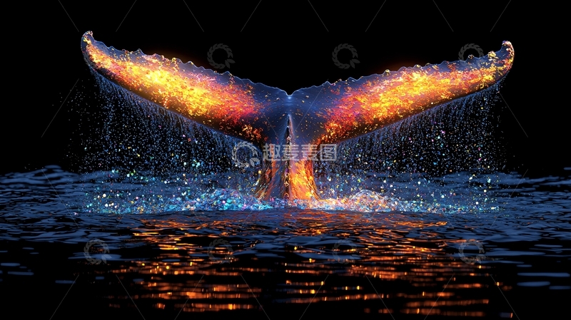 高清大图下载【趣麦麦图】火焰鲸鱼尾巴