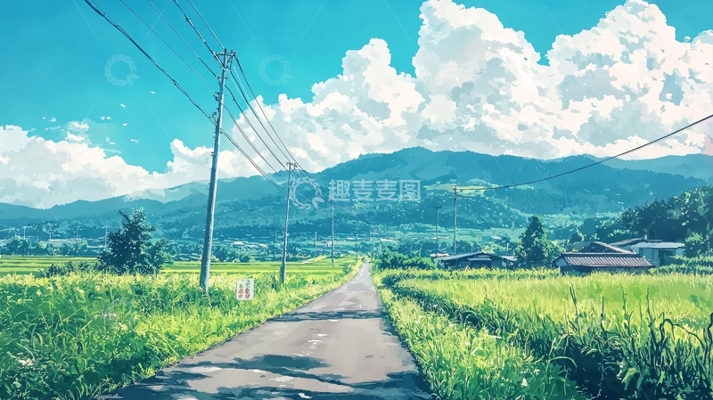 高清大图下载【趣麦麦图】夏日乡间田园小路