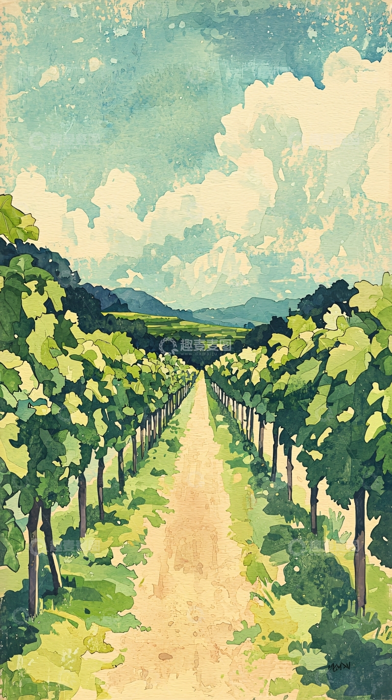 高清大图下载【趣麦麦图】葡萄园小路