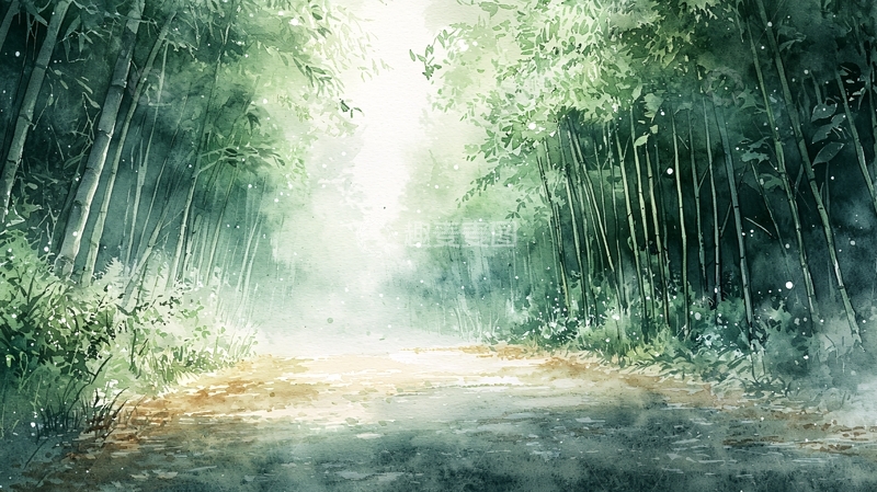 高清大图下载【趣麦麦图】光影斑驳的竹林小路