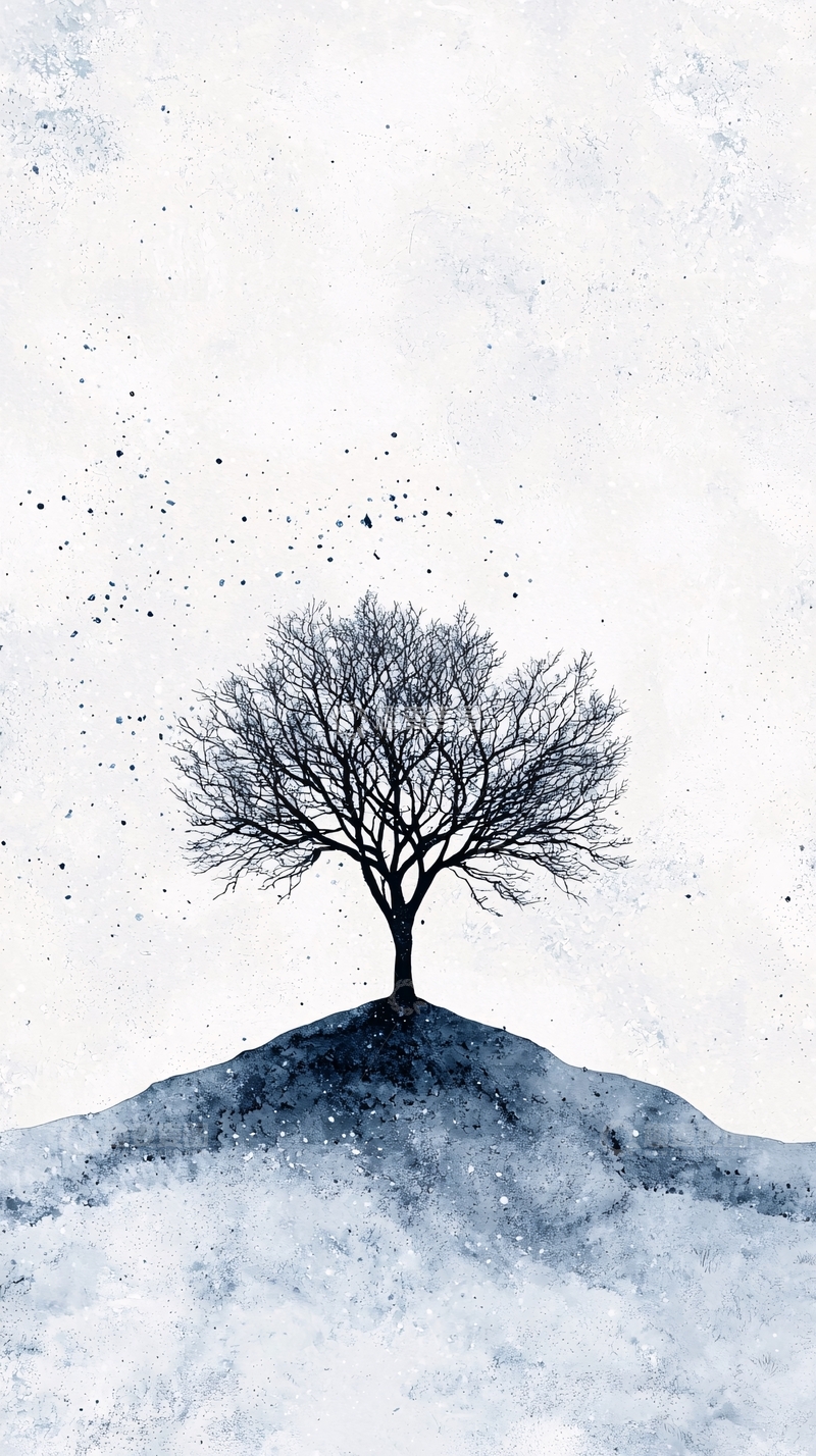 高清大图下载【趣麦麦图】孤树寒鸦