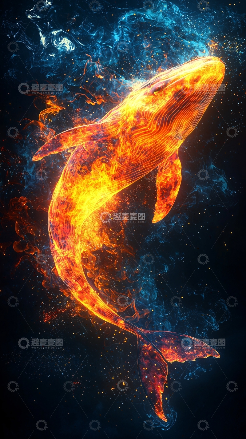 高清大图下载【趣麦麦图】火焰鲸鱼
