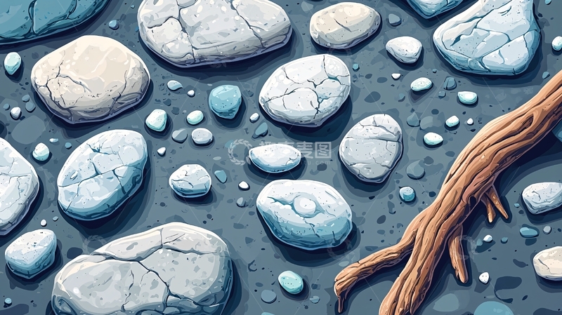 高清大图下载【趣麦麦图】石头与树枝的简约画面