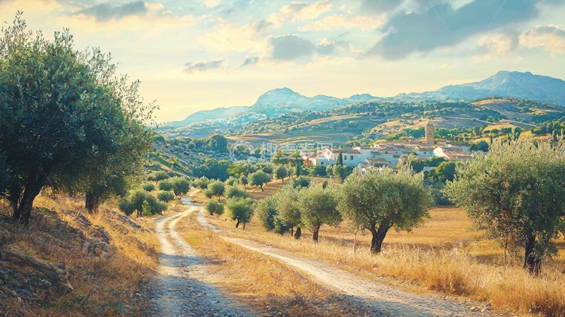 高清大图下载【趣麦麦图】乡间土路蜿蜒通向山间村庄