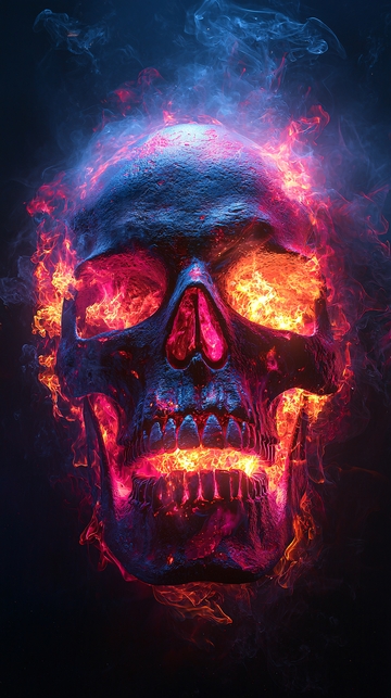 燃烧的彩色骷髅头