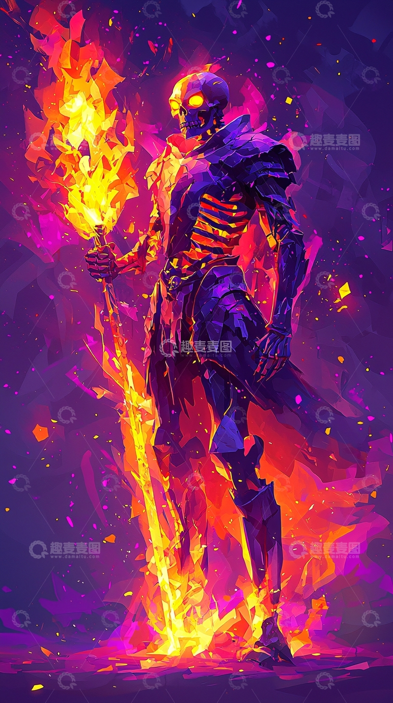 高清大图下载【趣麦麦图】火焰骷髅战士