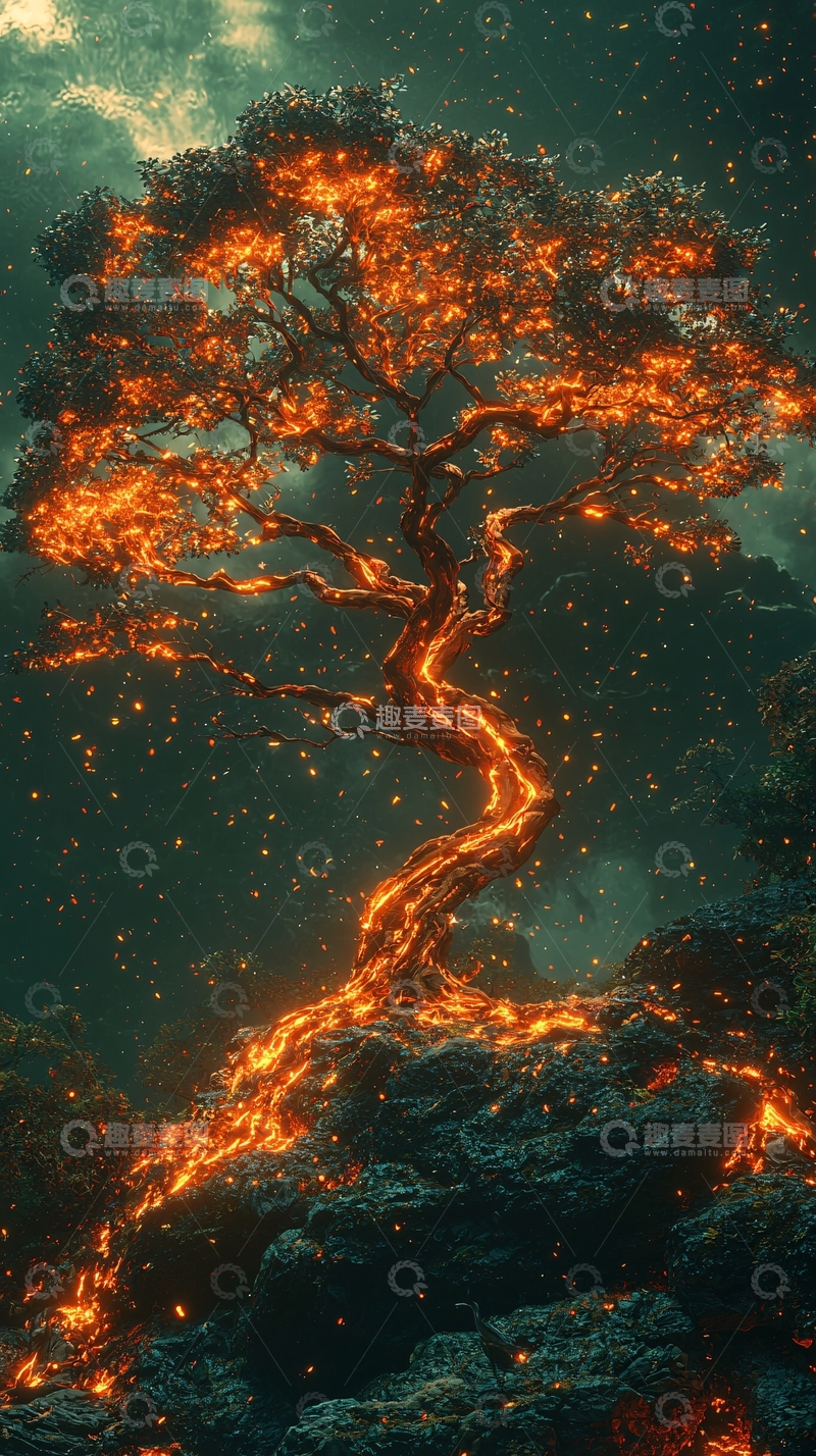 高清大图下载【趣麦麦图】燃烧的树木