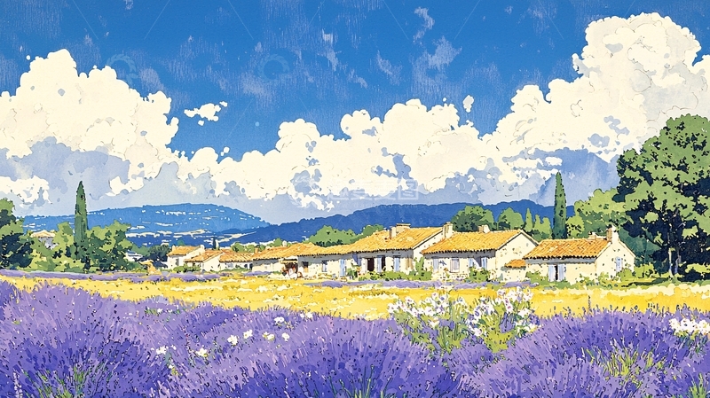 高清大图下载【趣麦麦图】薰衣草田园乡村风景