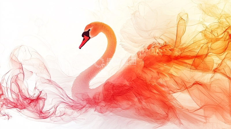高清大图下载【趣麦麦图】优雅的天鹅与彩色烟雾