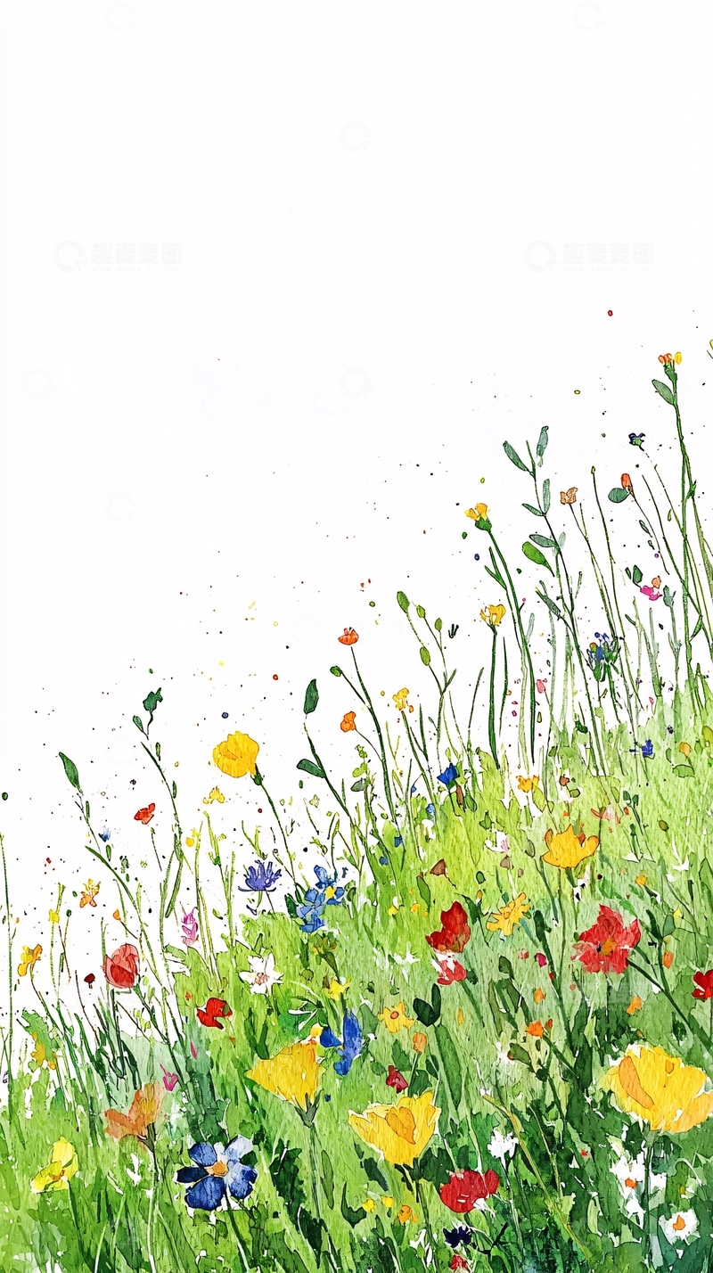高清大图下载【趣麦麦图】水彩野花