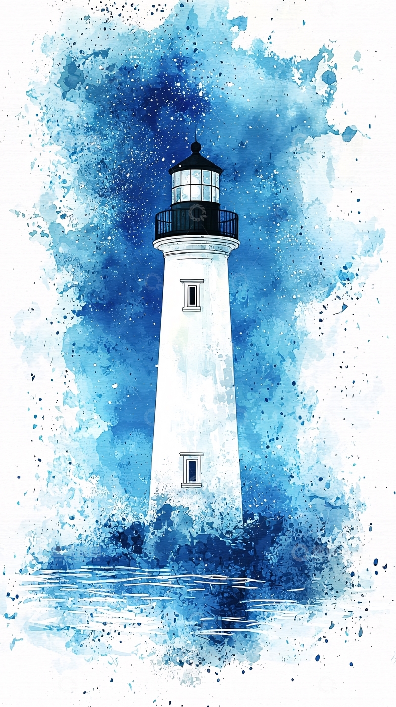 高清大图下载【趣麦麦图】水彩灯塔