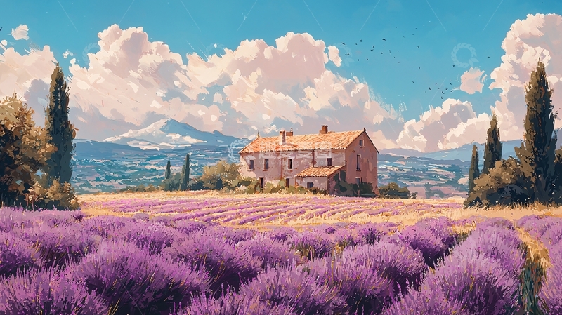 高清大图下载【趣麦麦图】薰衣草田园乡村风景