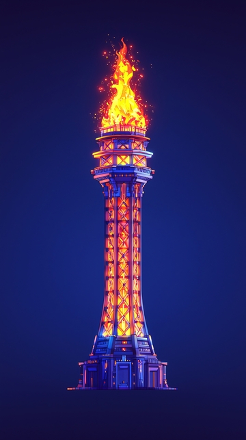 燃烧的塔楼火焰