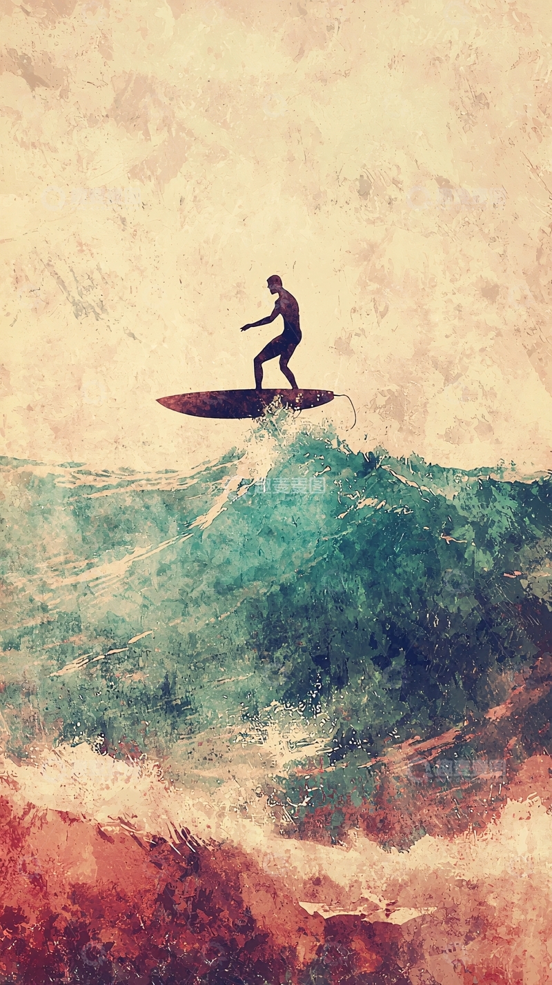 高清大图下载【趣麦麦图】复古冲浪