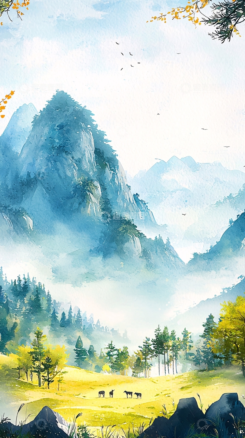高清大图下载【趣麦麦图】水墨山水画319