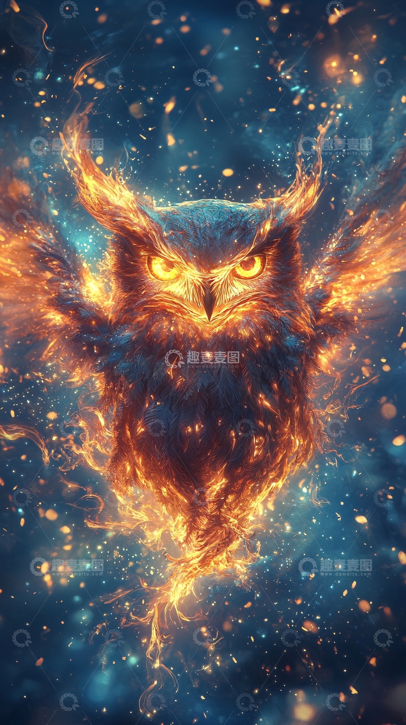 高清大图下载【趣麦麦图】火焰猫头鹰
