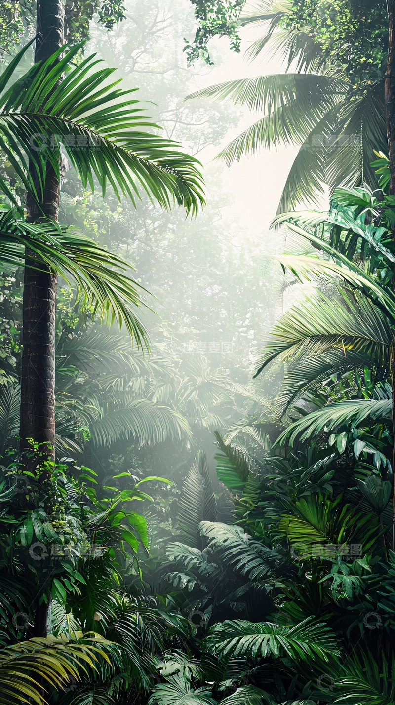 高清大图下载【趣麦麦图】雾气弥漫的热带雨林