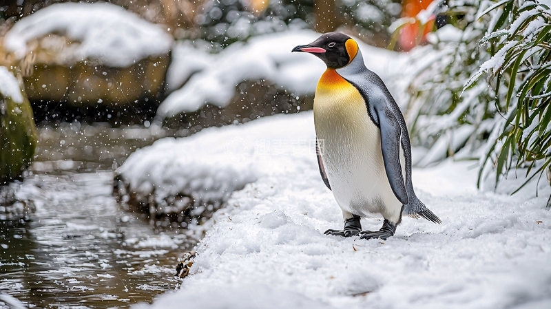 高清大图下载【趣麦麦图】雪地里优雅的企鹅