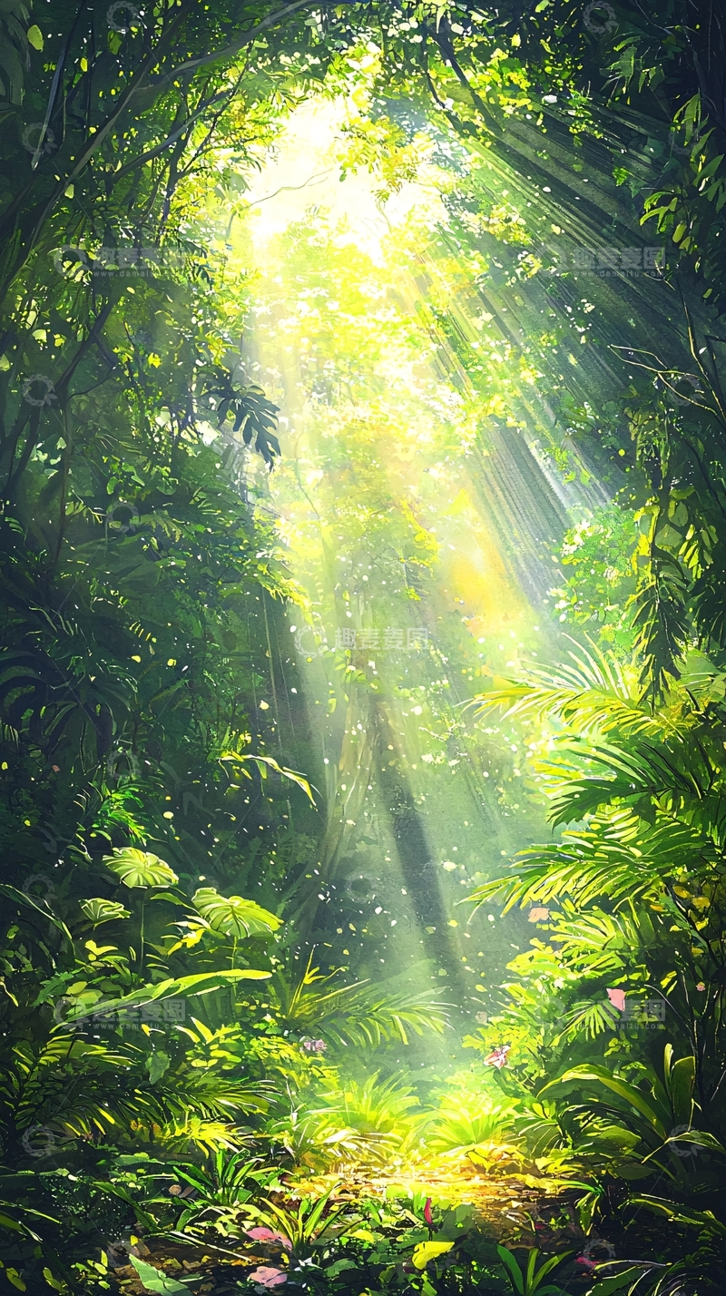 高清大图下载【趣麦麦图】阳光透过树林