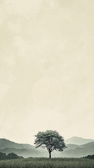 孤树平原苍茫山峦