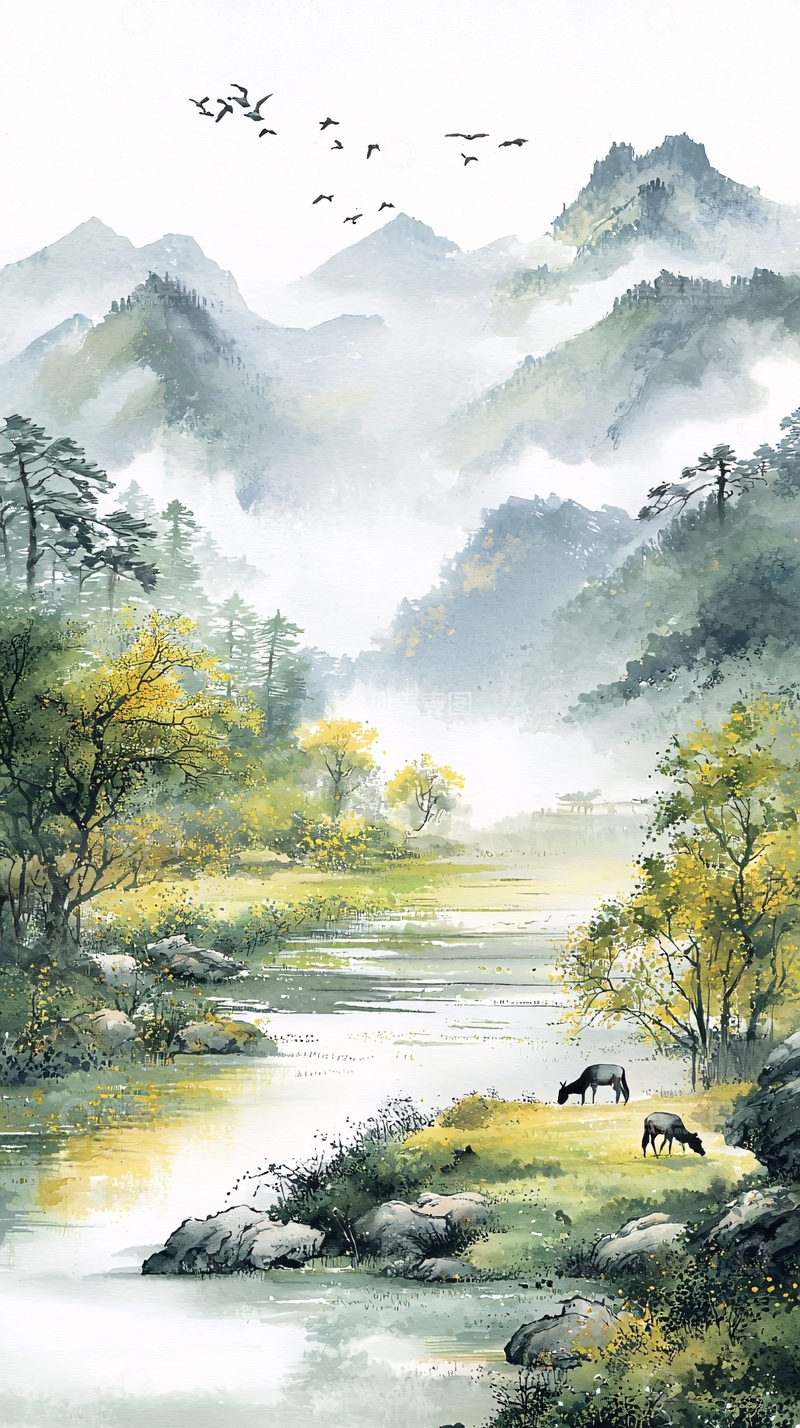 高清大图下载【趣麦麦图】水墨山水画318