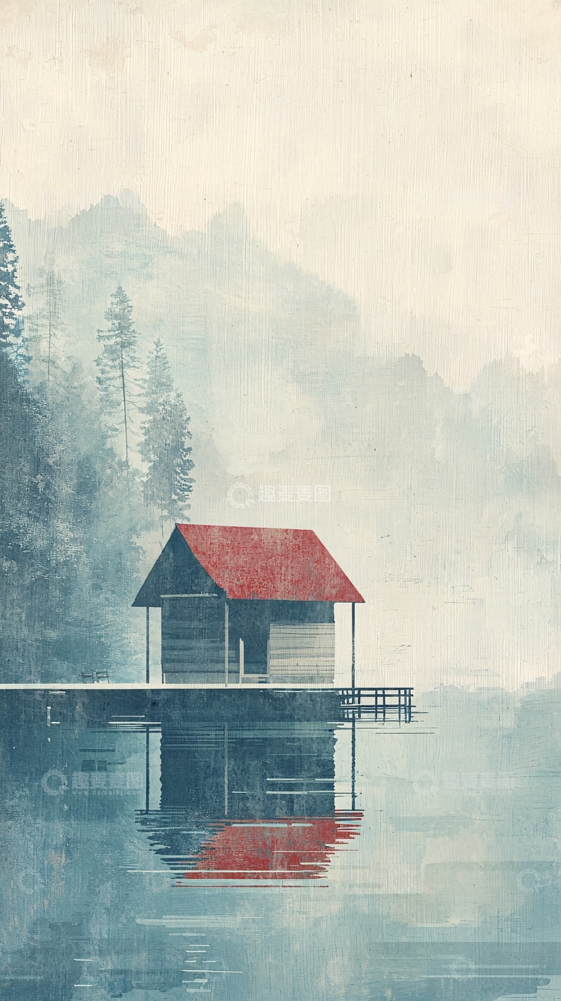 高清大图下载【趣麦麦图】湖边小屋