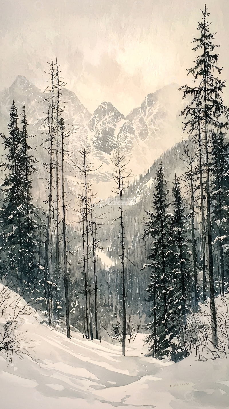 高清大图下载【趣麦麦图】雾凇山谷雪景