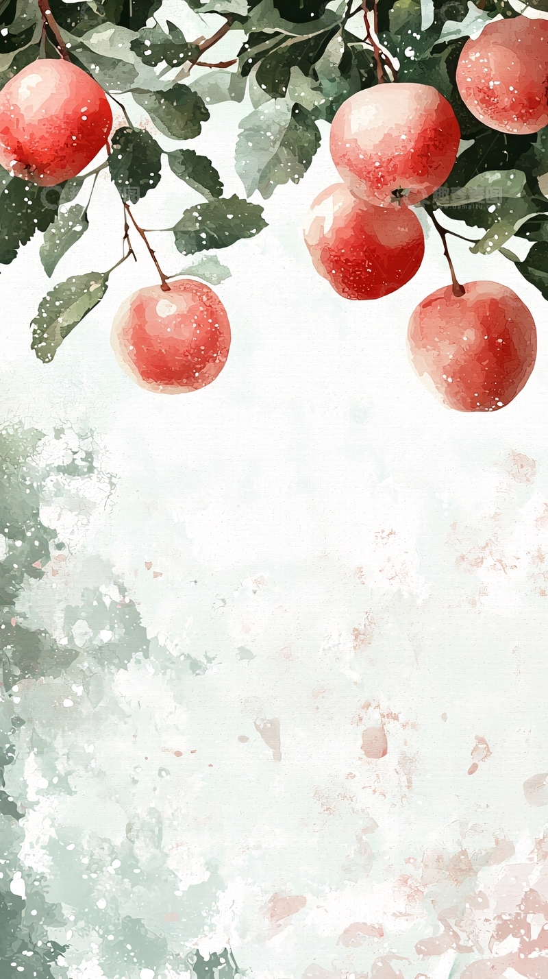 高清大图下载【趣麦麦图】水彩苹果树枝