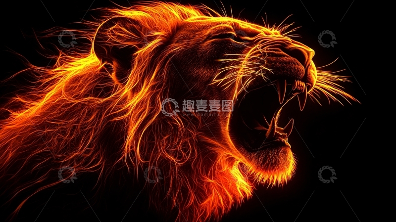 高清大图下载【趣麦麦图】火焰狮子
