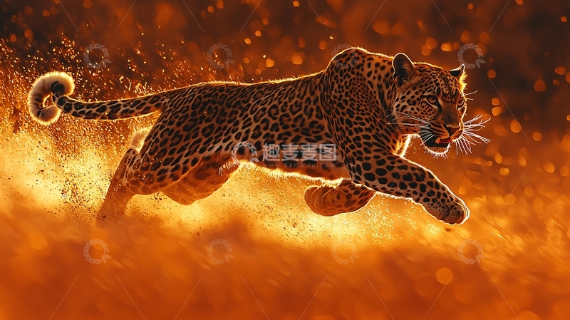 高清大图下载【趣麦麦图】火焰豹子