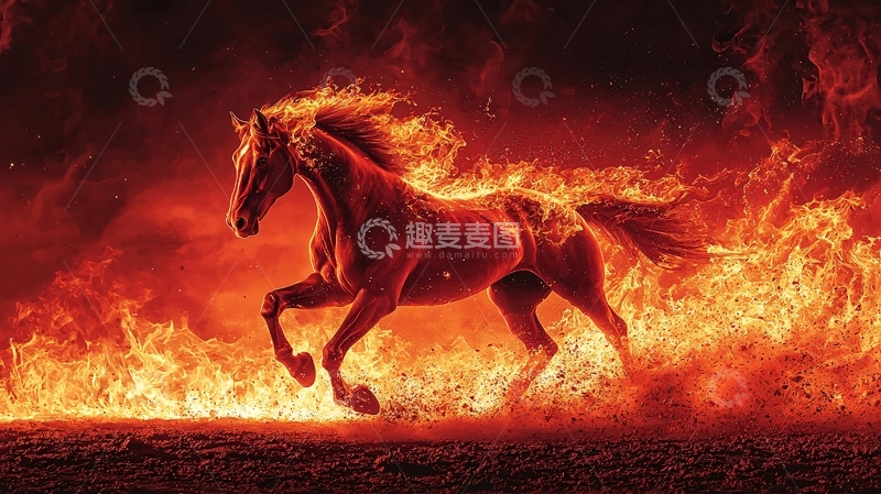 高清大图下载【趣麦麦图】奔跑的火焰马