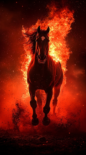 烈焰中奔跑的马