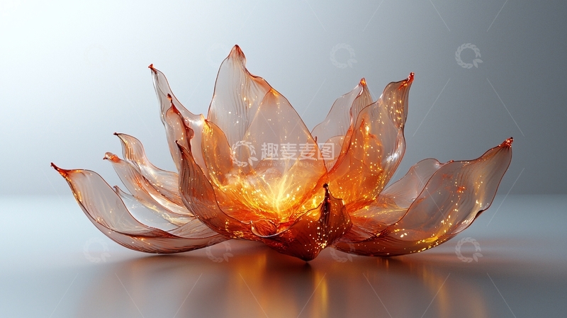 高清大图下载【趣麦麦图】透明橙色花朵形状物品