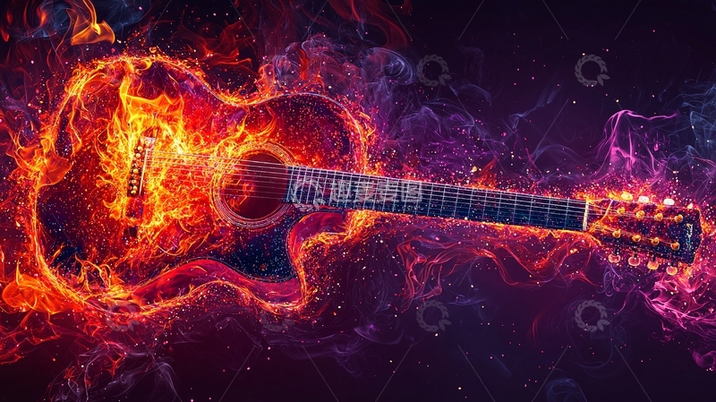 高清大图下载【趣麦麦图】火焰吉他