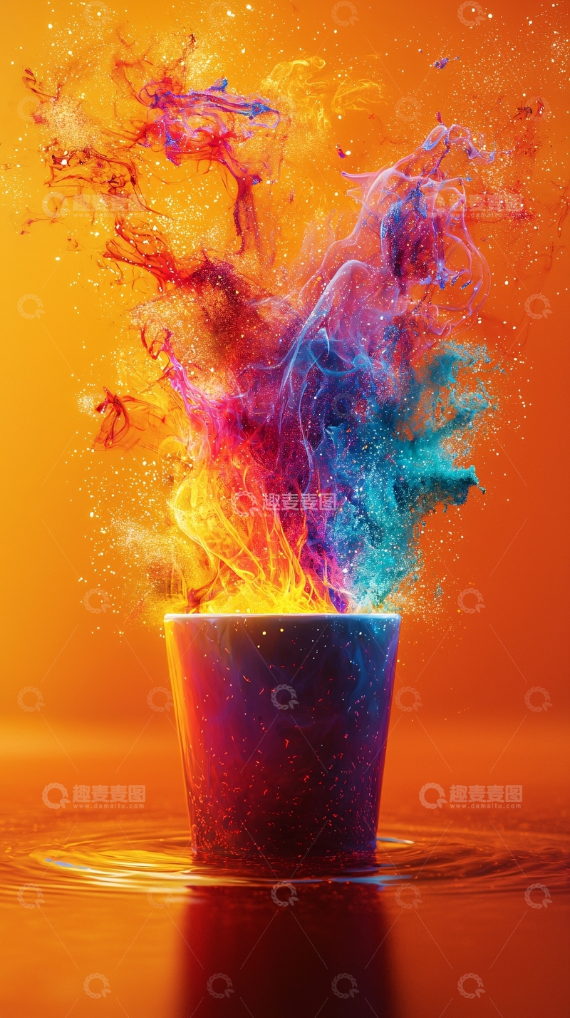 高清大图下载【趣麦麦图】杯中色彩缤纷的烟雾