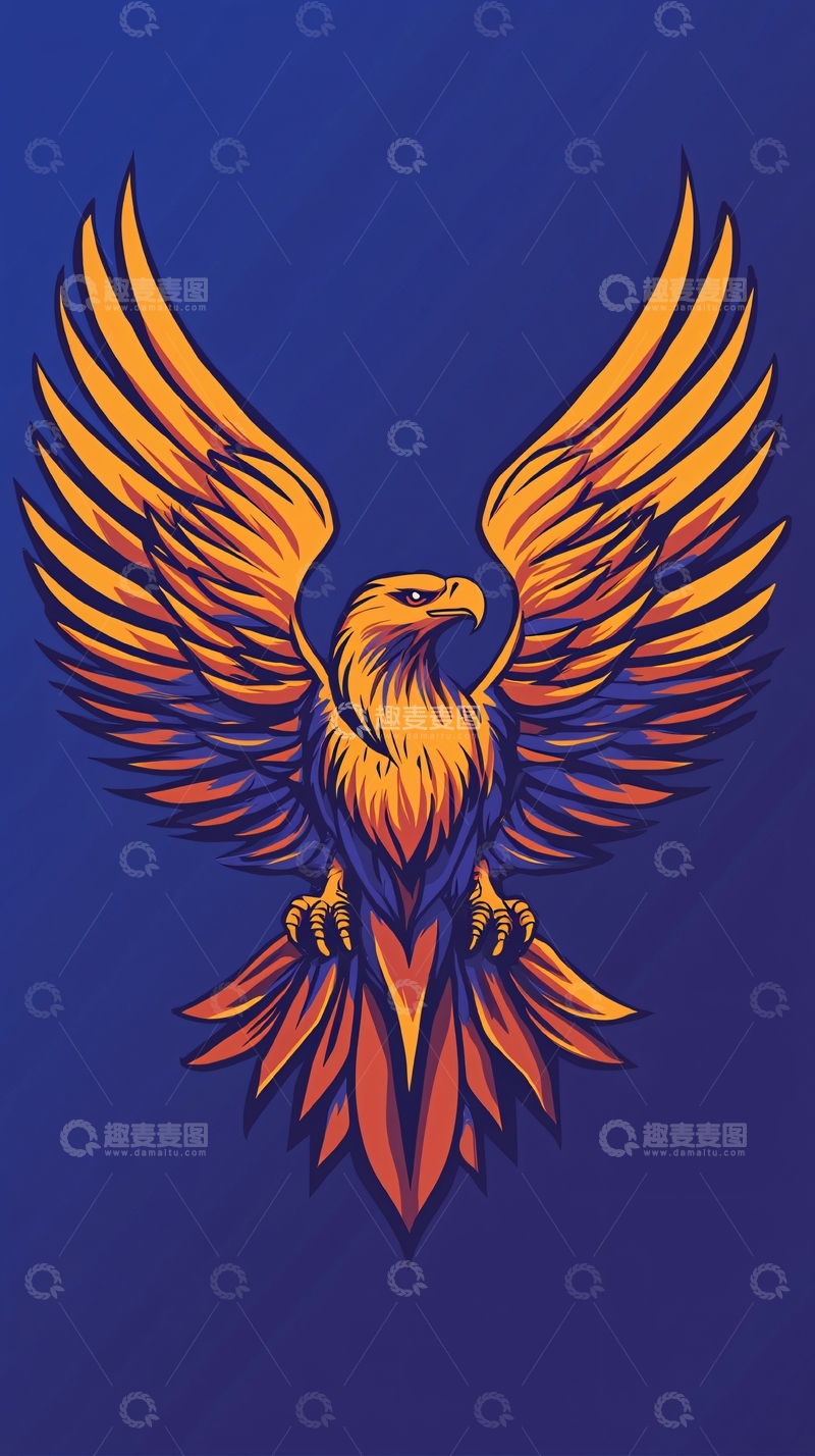 高清大图下载【趣麦麦图】金色老鹰张开翅膀
