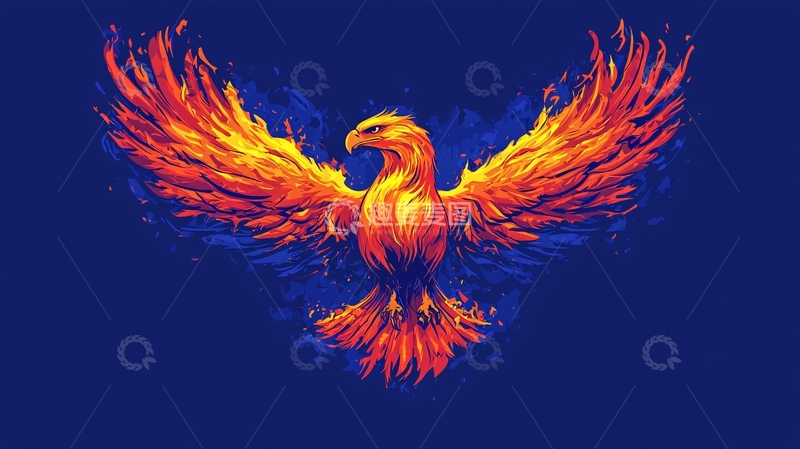 高清大图下载【趣麦麦图】火焰般的凤凰展翅