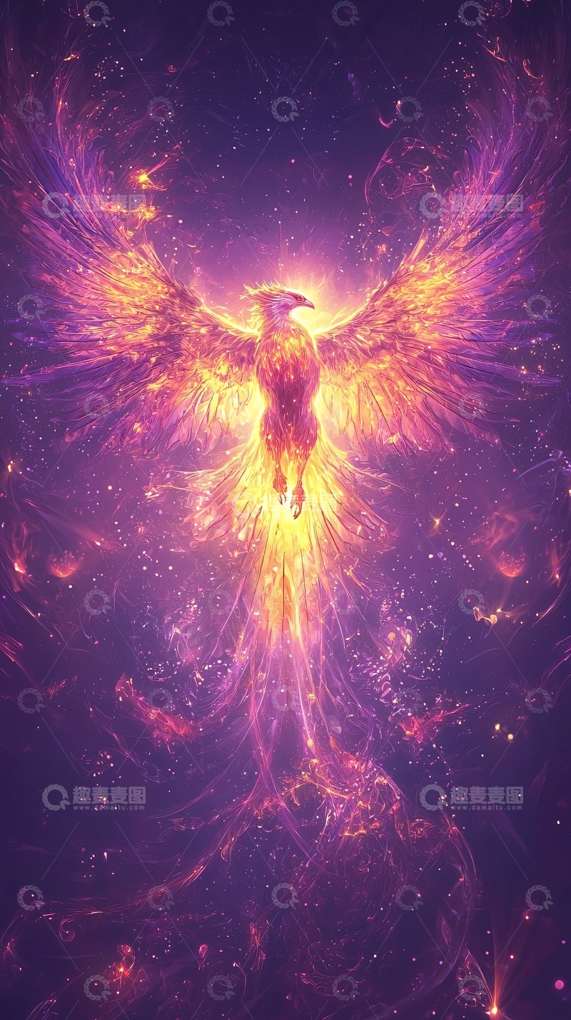 高清大图下载【趣麦麦图】宇宙星空背景下的凤凰