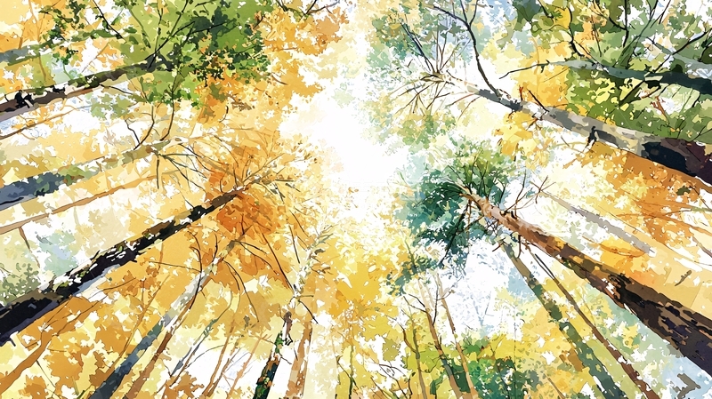 高清大图下载【趣麦麦图】仰望森林树木光影