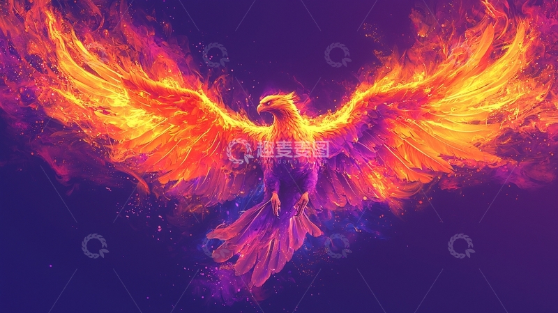 高清大图下载【趣麦麦图】火焰凤凰展翅高飞