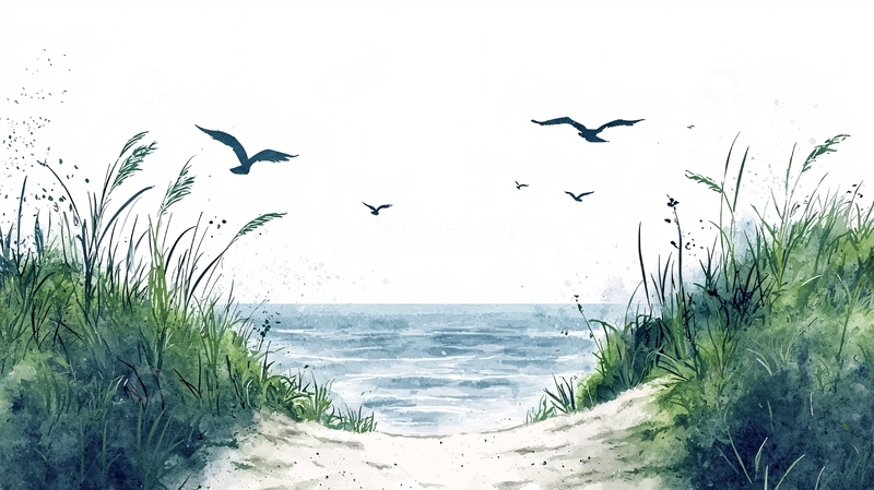 高清大图下载【趣麦麦图】海边小路