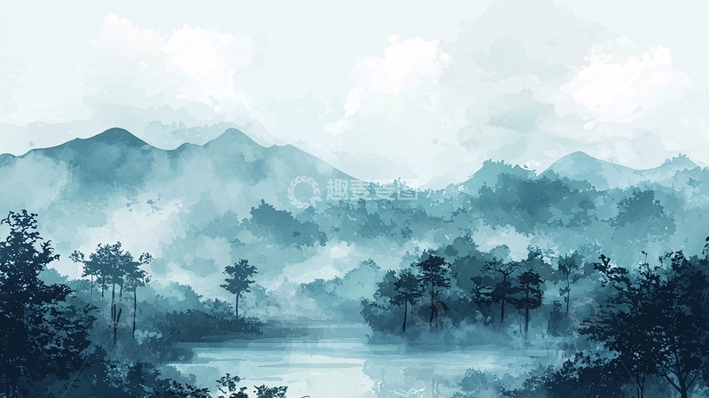 高清大图下载【趣麦麦图】水墨山水画325